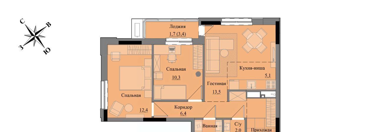 квартира г Ижевск р-н Индустриальный ЖК «Краски леса» фото 1
