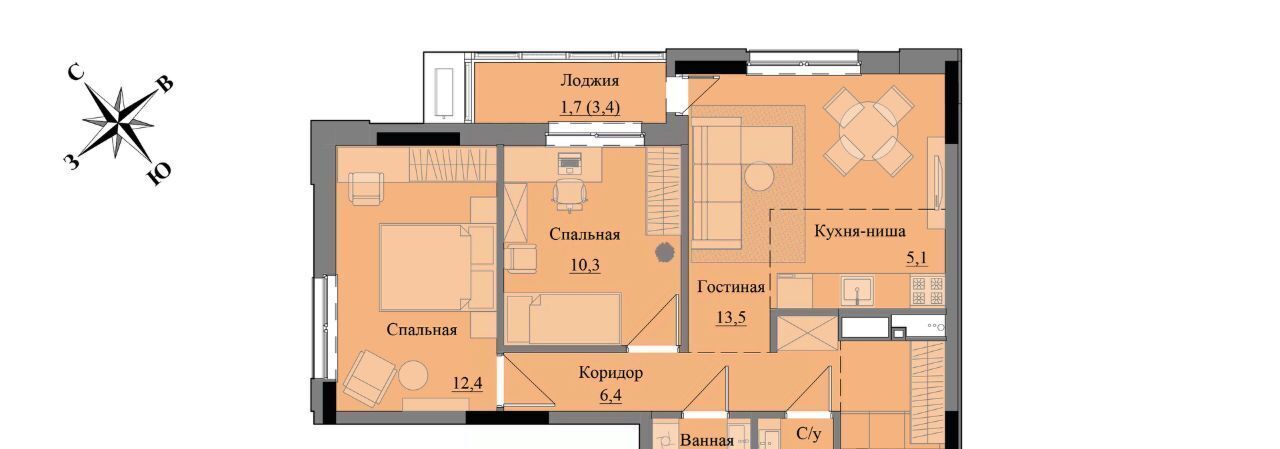 квартира г Ижевск р-н Индустриальный ЖК «Краски леса» фото 1