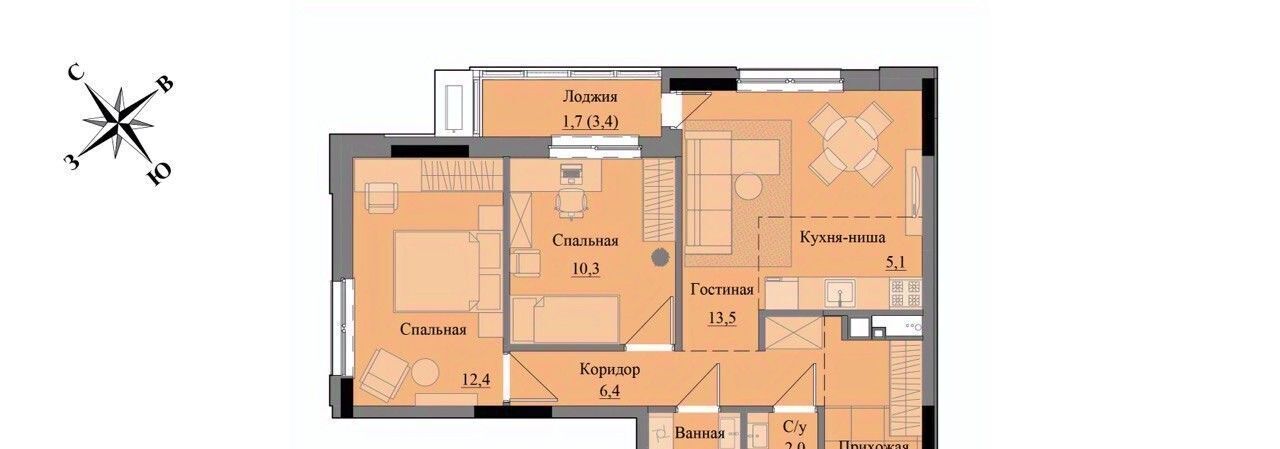 квартира г Ижевск р-н Индустриальный ЖК «Краски леса» фото 1