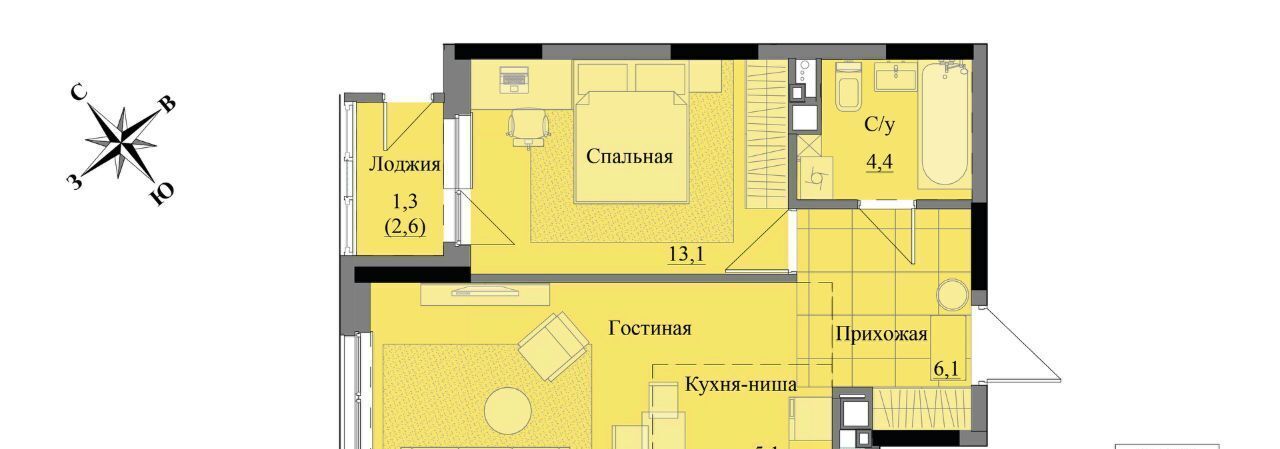 квартира г Ижевск р-н Индустриальный ЖК «Краски леса» фото 1
