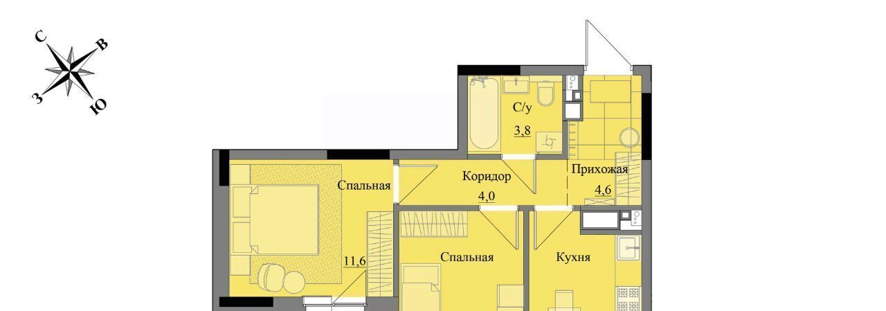 квартира г Ижевск р-н Индустриальный ЖК «Краски леса» фото 1