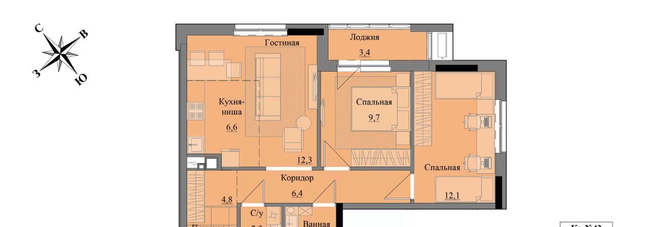 квартира г Ижевск р-н Индустриальный ЖК «Краски леса» фото 1