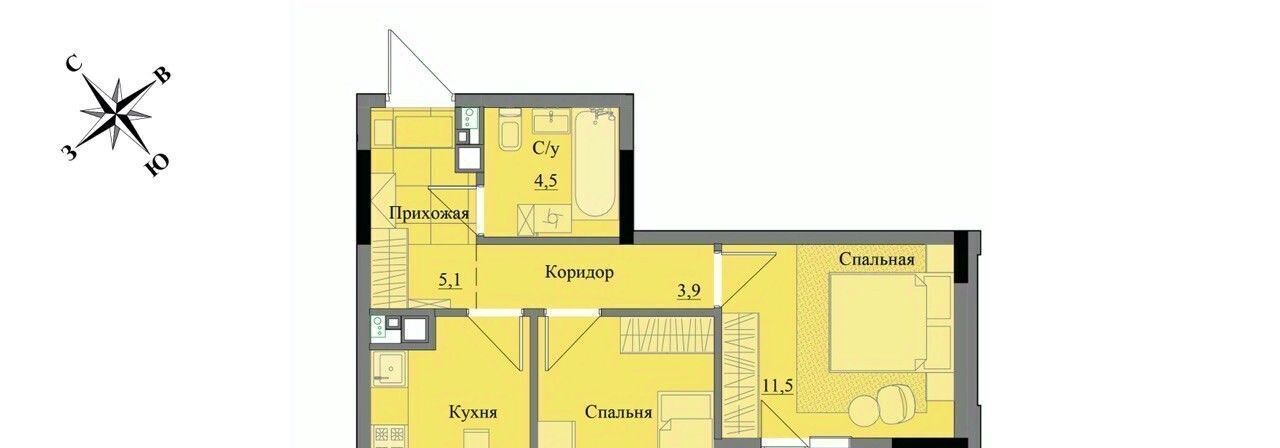 квартира г Ижевск р-н Индустриальный ЖК «Краски леса» фото 1