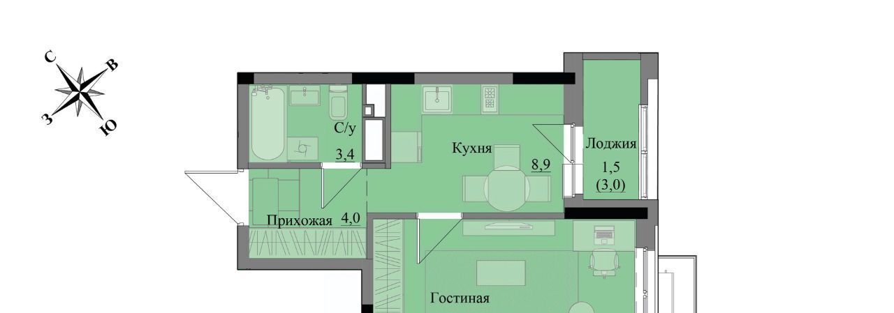 квартира г Ижевск р-н Индустриальный ЖК «Краски леса» фото 1