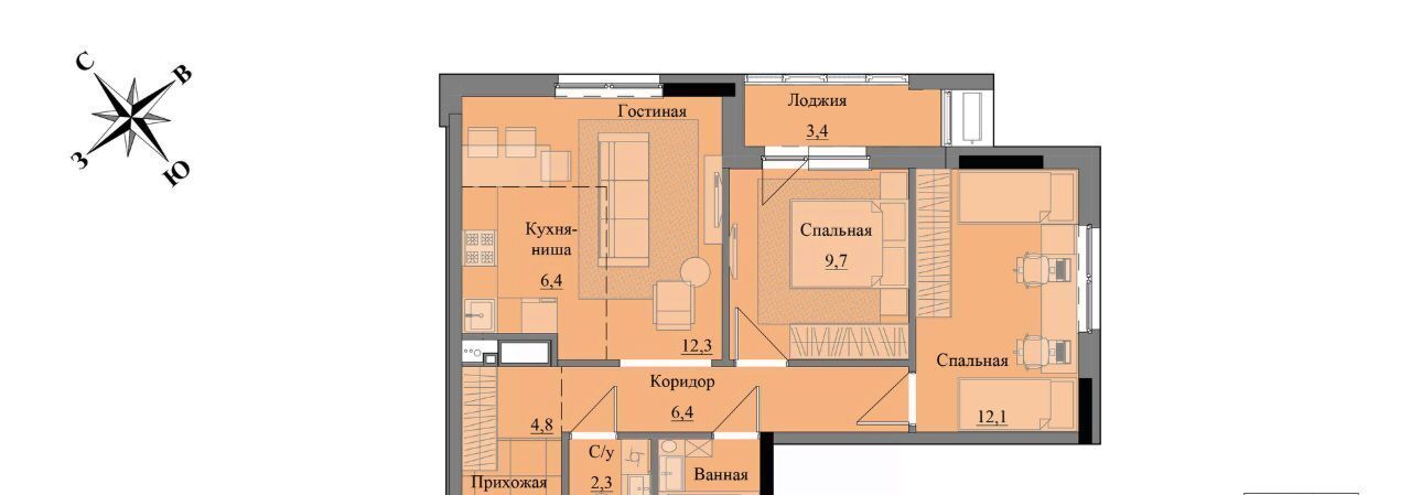 квартира г Ижевск р-н Индустриальный ЖК «Краски леса» фото 1