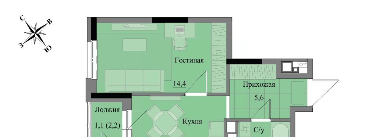 квартира г Ижевск р-н Индустриальный ЖК «Краски леса» фото 1