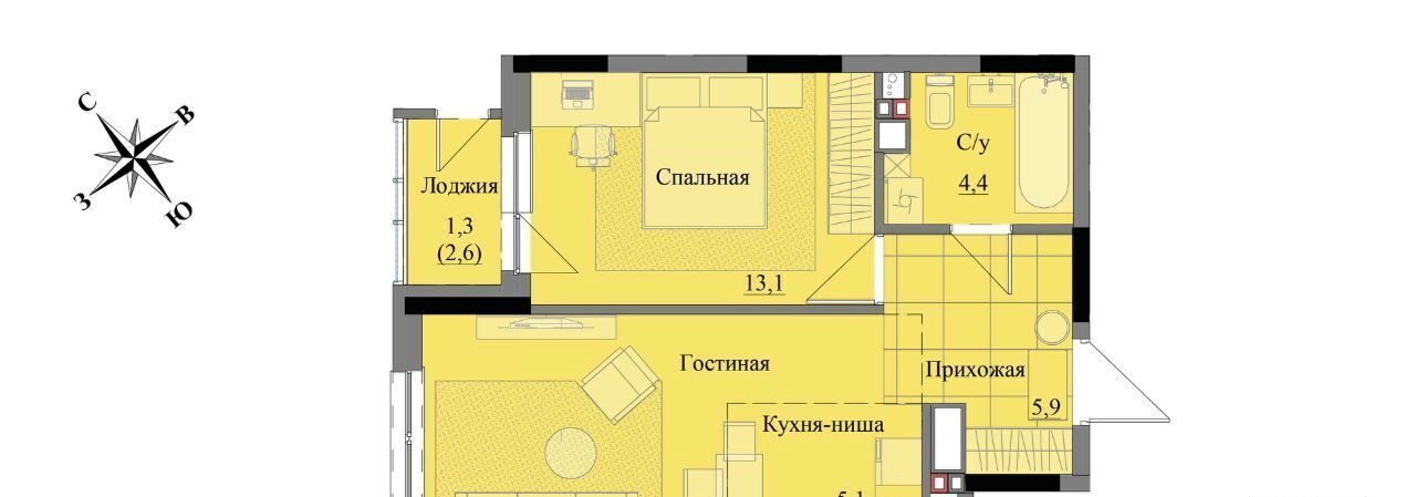 квартира г Ижевск р-н Индустриальный ЖК «Краски леса» фото 1