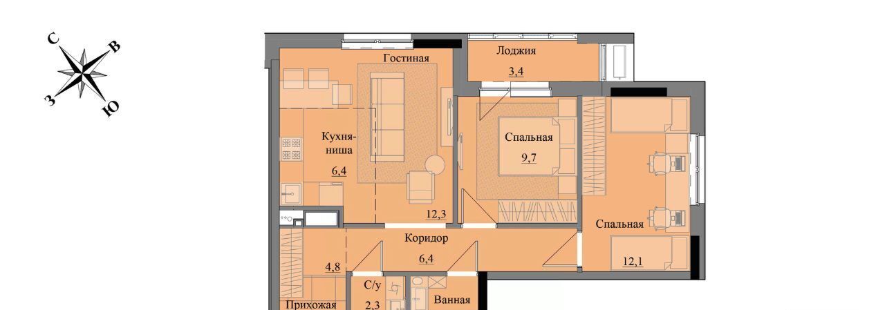 квартира г Ижевск р-н Индустриальный ЖК «Краски леса» фото 1