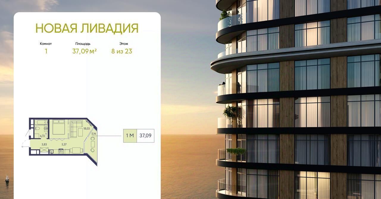 квартира г Ялта пгт Ливадия ЖК «Новая Ливадия» фото 1