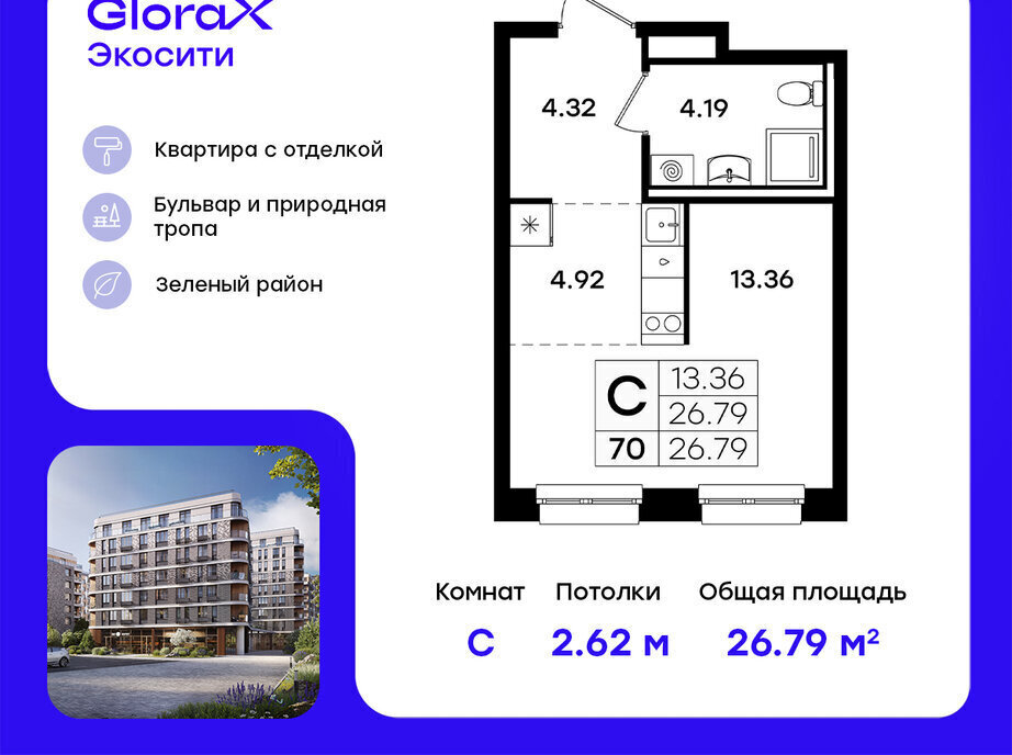квартира г Казань Кремлёвская Глоракс ЭкоСити фото 1