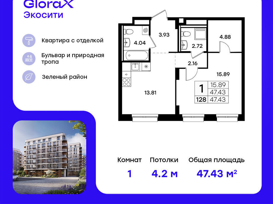 квартира г Казань Кремлёвская Глоракс ЭкоСити фото 1