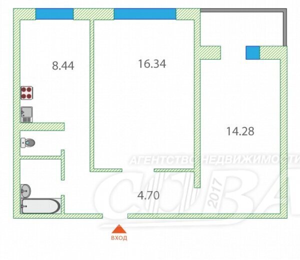 квартира г Тюмень ул Домостроителей 34 фото 2