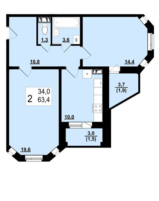 квартира г Ярославль район Сокол, 2-й микрорайон фото 1
