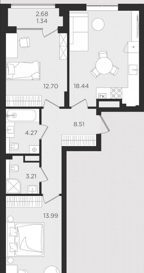 квартира г Калининград р-н Ленинградский ул Старшины Дадаева 55 корп. 2 фото 2