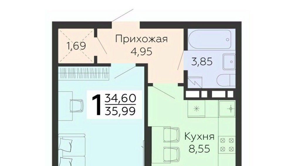 квартира г Воронеж р-н Коминтерновский ул 45 стрелковой дивизии 119 фото 1