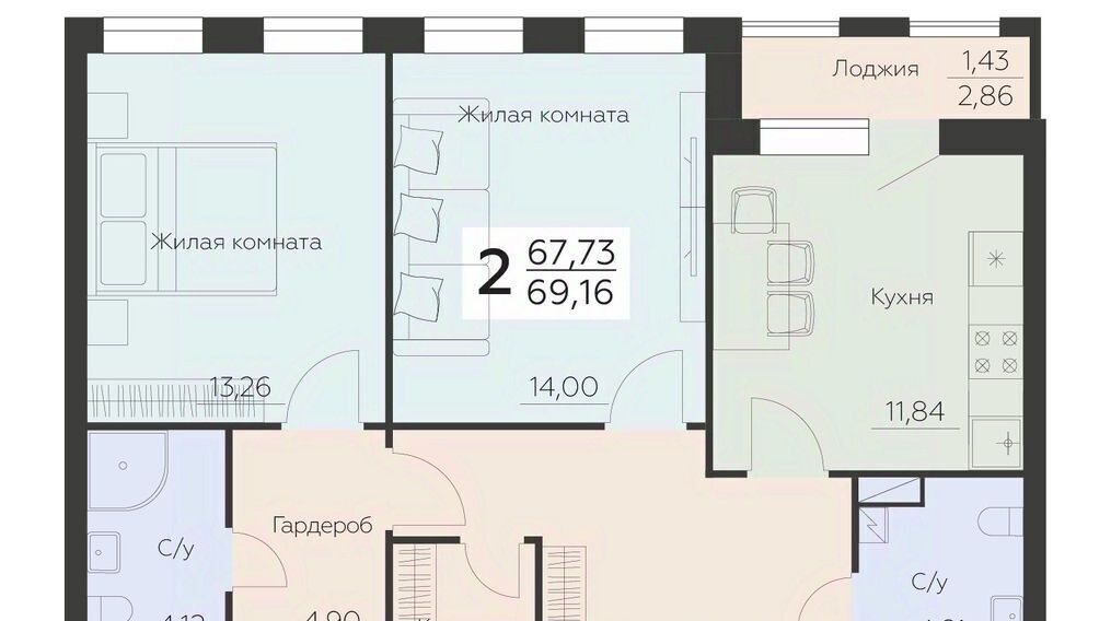квартира г Воронеж р-н Левобережный ул Ленинградская 29б фото 1
