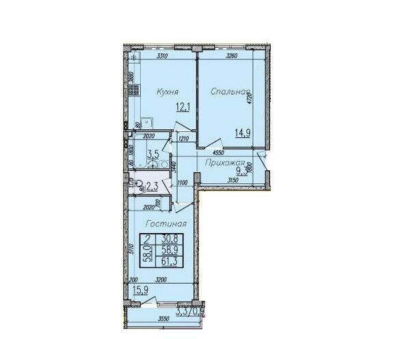 квартира г Краснодар р-н Прикубанский ул им. Валерия Вишневецкого 13 корп. 3 фото 2