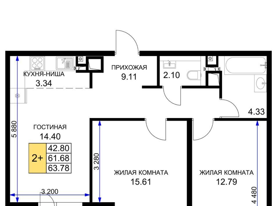 квартира г Краснодар р-н Прикубанский 2-я площадка ул Ветеранов 85к/4 фото 1