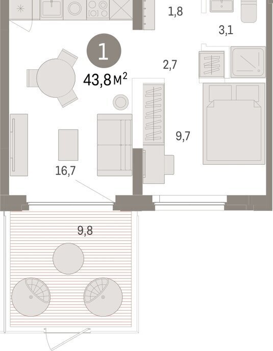 квартира г Тюмень ул Мысовская 26к/2 фото 2
