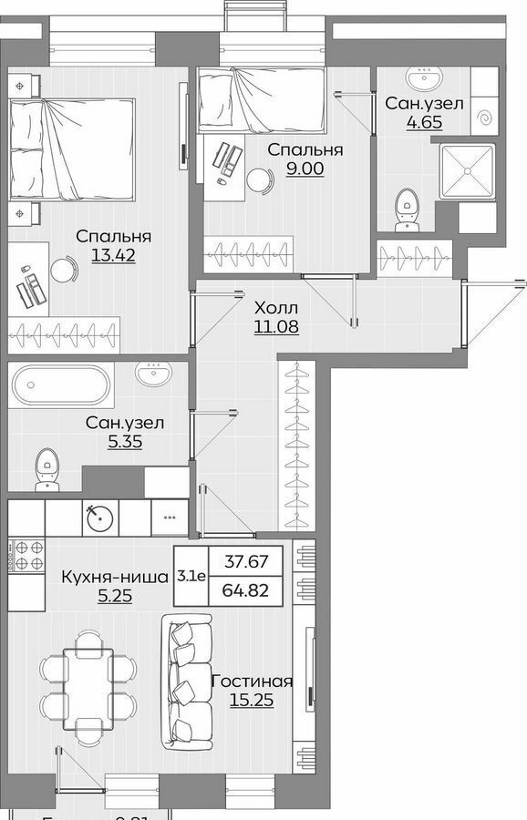 квартира г Казань Дубравная тракт Оренбургский 6 стр. 3, 4, 5 фото 1