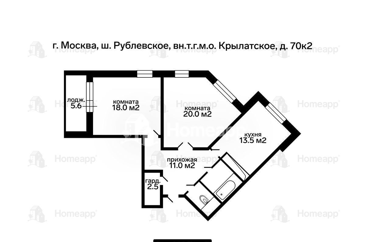 квартира г Москва метро Крылатское ш Рублёвское 70к 2 фото 22
