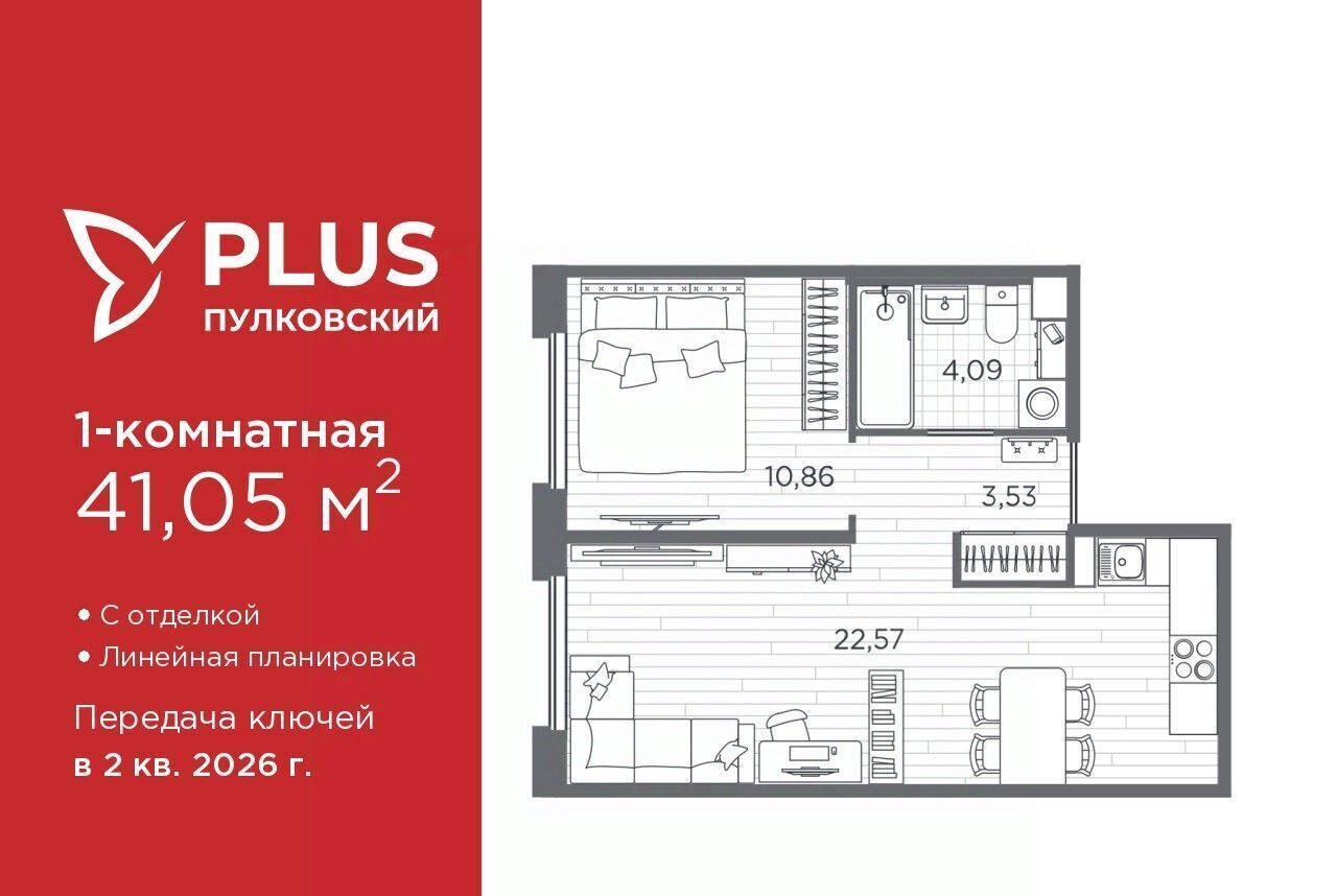 квартира г Санкт-Петербург ЖК Пулковский Звездная фото 1