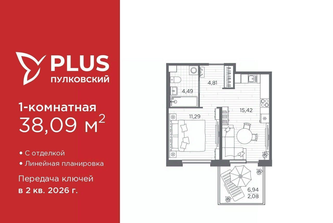 квартира г Санкт-Петербург метро Купчино ЖК Пулковский фото 1