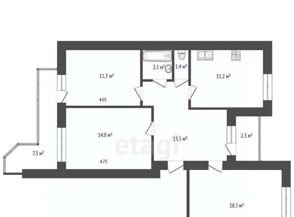 квартира г Тюмень р-н Центральный ул Харьковская 59к/2 фото 3