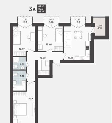 квартира г Калининград р-н Ленинградский ул Арсенальная 29 корп. 3 фото 2