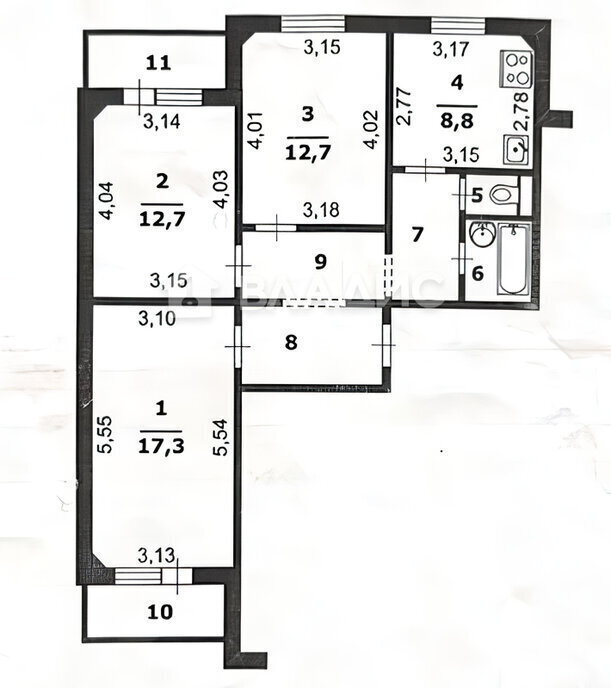 квартира г Белгород ул Челюскинцев 58бк/1 фото 17