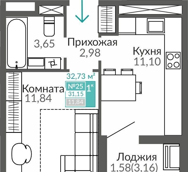 квартира г Симферополь ул. Куйбышева/Киевская, уч. 1. 1, этапы 16-20, секц. В 9, Б 9. 1, М 1. 4, Б 8, М 1. 3 фото 6