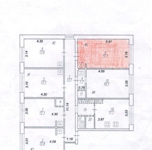 комната г Рязань р-н Московский ул Медицинская 5к/1 фото 17