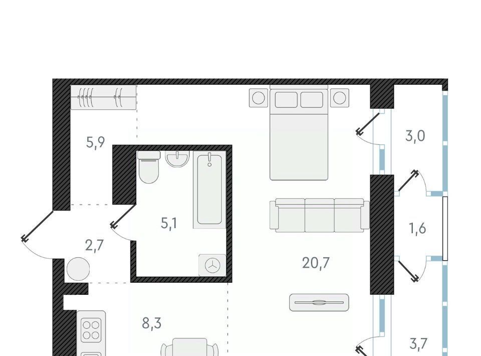 квартира г Новосибирск Заельцовская ул Аэропорт 49/2 фото 1