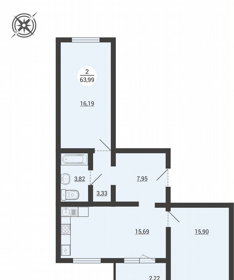 квартира г Курган мкр 16-й квартал «Атмосфера» р-н Заозерный, д. 12/2 фото 1