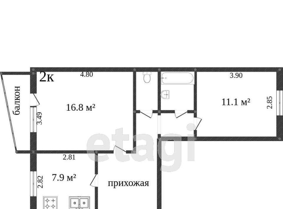 квартира г Сургут ул Бахилова 8 12-й фото 2