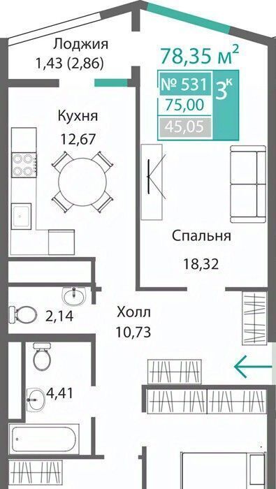 квартира г Симферополь р-н Киевский Крымская Роза фото 1