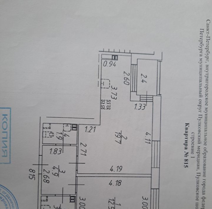 квартира г Санкт-Петербург метро Московская ш Пулковское 95к/3 округ Пулковский меридиан фото 13