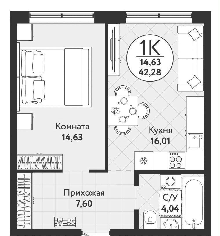 квартира г Новосибирск р-н Первомайский ул Радиостанция N2 4 ЖК «Одоевский» фото 1