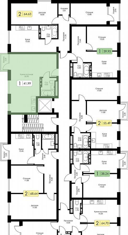 квартира г Смоленск р-н Ленинский ш Краснинское 4 блок-секция 1, 2, 3 фото 9