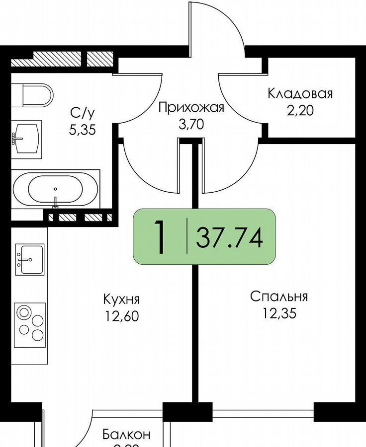 квартира г Смоленск р-н Ленинский ш Краснинское 4 блок-секция 1, 2, 3 фото 9