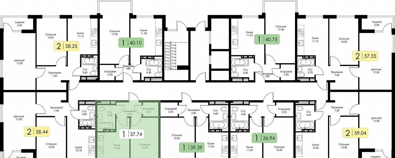 квартира г Смоленск р-н Ленинский ш Краснинское 4 блок-секция 1, 2, 3 фото 10