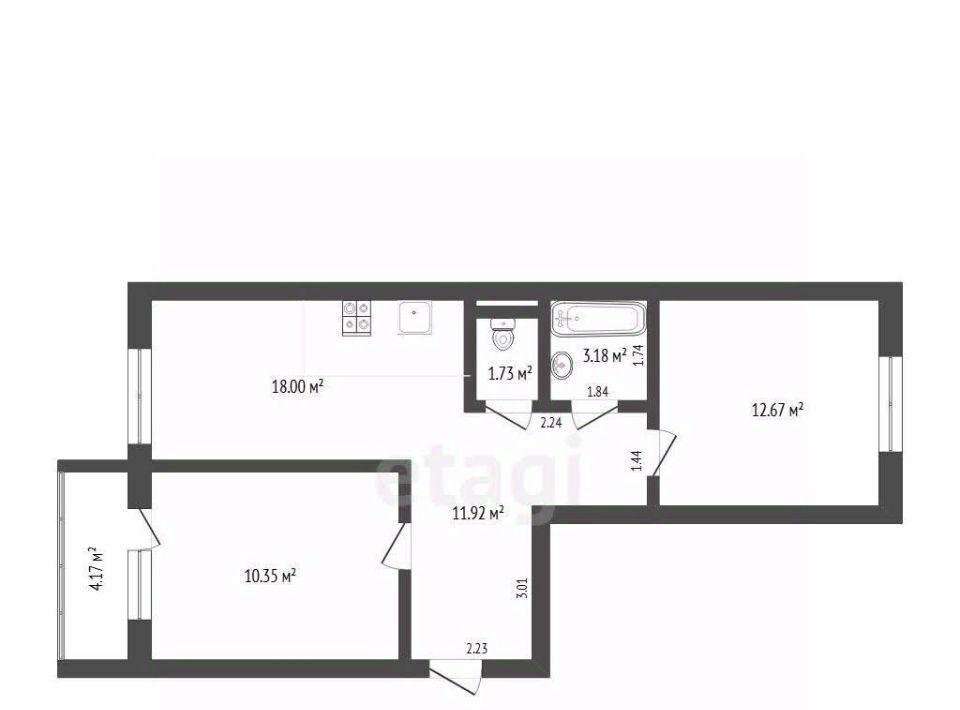 квартира г Тюмень р-н Калининский ул Московский тракт 83к/3 фото 2