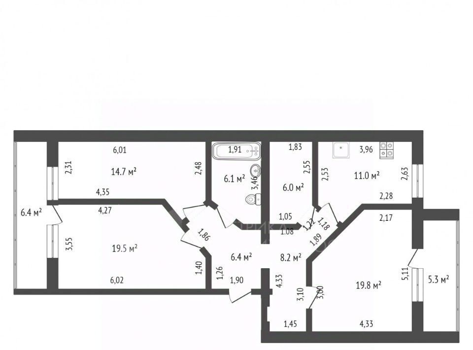 квартира г Тюмень р-н Центральный ул Газовиков 33 фото 2