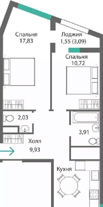 квартира г Симферополь р-н Киевский Крымская Роза ЖК «Подсолнух» фото 1