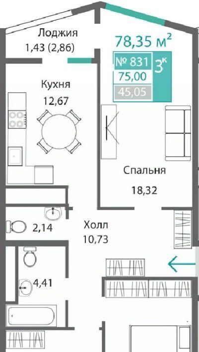 квартира г Симферополь р-н Киевский Крымская Роза фото 1