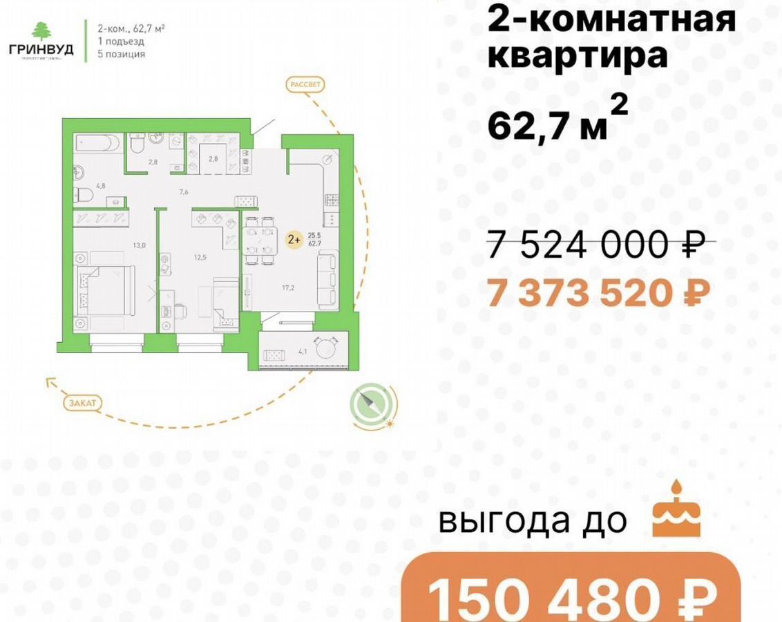 квартира г Брянск р-н Советский ул. Бежицкая, поз. 5 фото 1