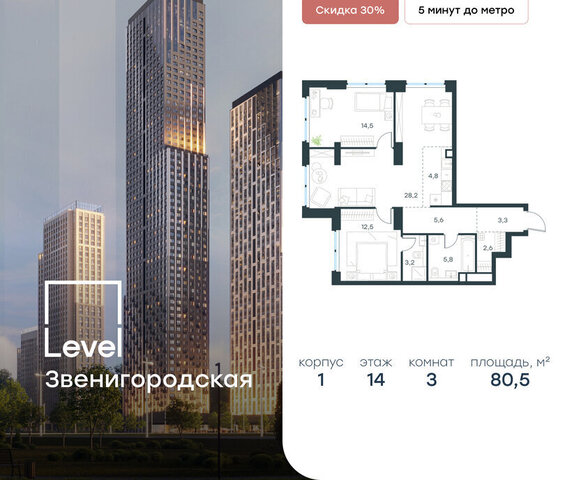 метро Хорошёво жилой комплекс Левел Звенигородская, к 1 фото