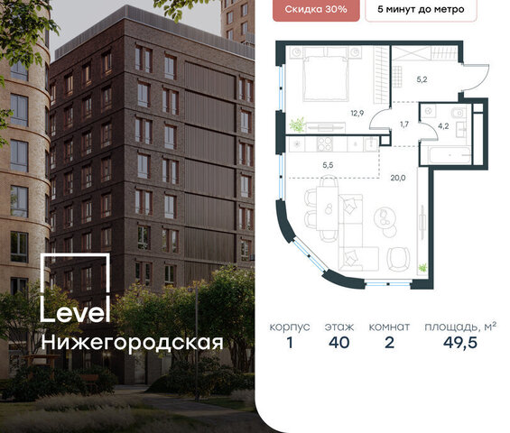 метро Нижегородская жилой комплекс Левел Нижегородская, 2 фото