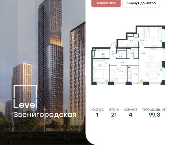 метро Хорошёво жилой комплекс Левел Звенигородская, к 1 фото