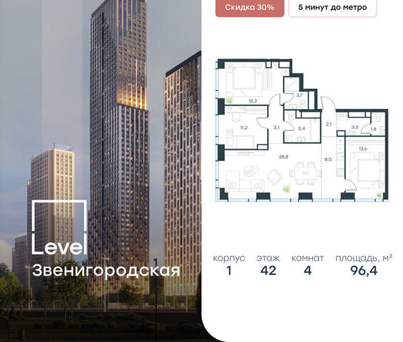 метро Хорошёво жилой комплекс Левел Звенигородская, к 1 фото